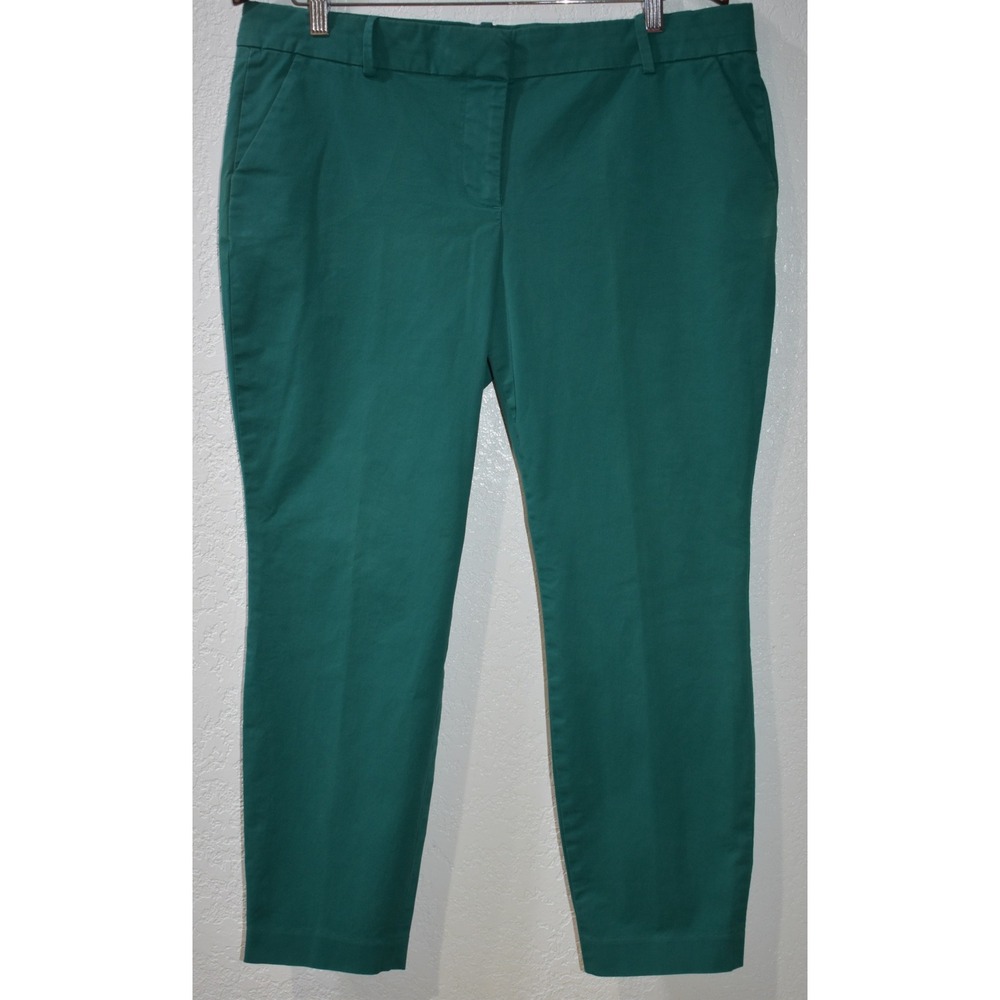 J.Crew Cafe Capri Pants 14 Hunter Green Cropped Tailored Office Casual Comfy